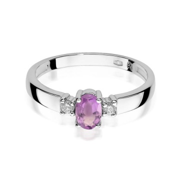 Inel Aur 9K cu Ametist 0.40 ct si Diamante Naturale 0.08 ct - Img 6