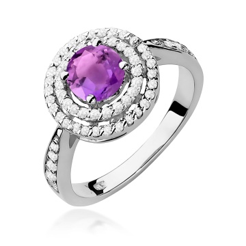 Inel Aur 9K cu Ametist 0.90 ct si Diamante Naturale 0.37 ct - Img 5
