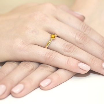 Inel Aur 9K cu Citrin 0.50 ct si Diamante Naturale 0.01 ct - Img 4