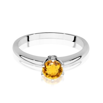 Inel Aur 9K cu Citrin 0.50 ct si Diamante Naturale 0.04 ct - Img 6