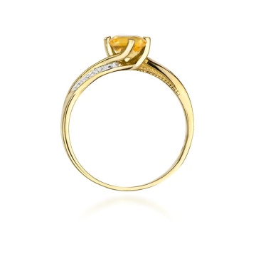 Inel Aur 9K cu Citrin 0.50 ct si Diamante Naturale 0.05 ct - Img 3