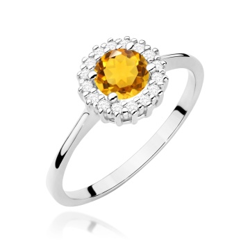 Inel Aur 9K cu Citrin 0.50 ct si Diamante Naturale 0.14 ct - Img 5