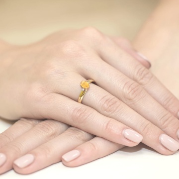 Inel Aur 9K cu Citrin 0.60 ct si Diamante Naturale 0.03 ct - Img 4