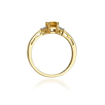 Inel Aur 9K cu Citrin 0.60 ct si Diamante Naturale 0.03 ct - Img 3