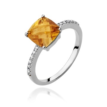 Inel Aur 9K cu Citrin 2.00 ct si Diamante Naturale 0.07 ct - Img 5