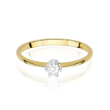 Inel Aur 9K cu Diamant Natural 0.15 ct - Img 2