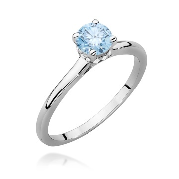 Inel Aur 9K cu Diamante Albastre de Laborator 0.56 ct - Img 5
