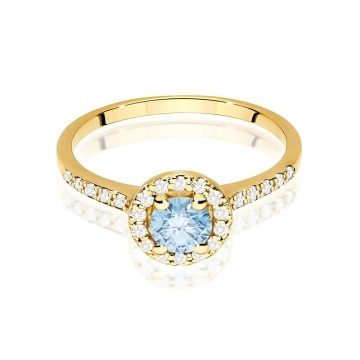 Inel Aur 9K cu Diamante Albastre de Laborator 0.74 ct - Img 2