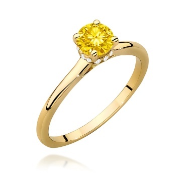Inel Aur 9K cu Diamante Galbene de Laborator 0.56 ct