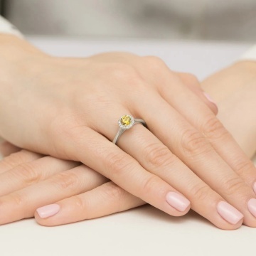 Inel Aur 9K cu Diamante Galbene de Laborator 0.62 ct - Img 8