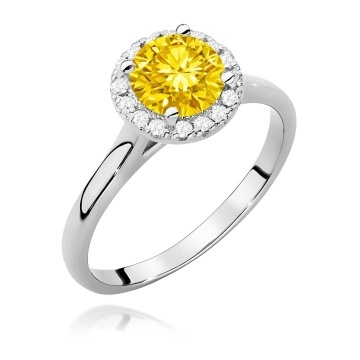 Inel Aur 9K cu Diamante Galbene de Laborator 1.14 ct - Img 5