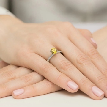 Inel Aur 9K cu Diamante Galbene de Laborator 1.26 ct - Img 8