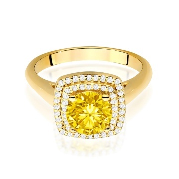 Inel Aur 9K cu Diamante Galbene de Laborator 1.28 ct - Img 2