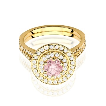 Inel Aur 9K cu Diamante Roz de Laborator 1.11 ct - Img 2