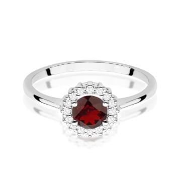 Inel Aur 9K cu Granat 0.60 ct si Diamante Naturale 0.14 ct - Img 6