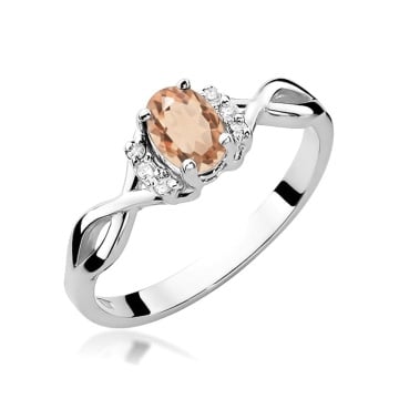 Inel Aur 9K cu Morganit 0.40 ct si Diamante Naturale 0.05 ct - Img 5