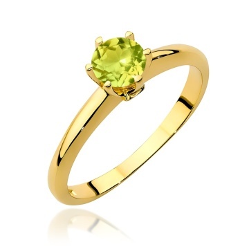 Inel Aur 9K cu Peridot 0.60 ct si Diamante Naturale 0.04 ct