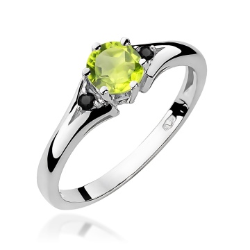 Inel Aur 9K cu Peridot 0.60 ct si Diamante Naturale Negre 0.03 ct - Img 4