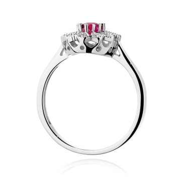 Inel Aur 9K cu Rhodolite 0.50 ct si Diamante Naturale 0.10 ct - Img 6