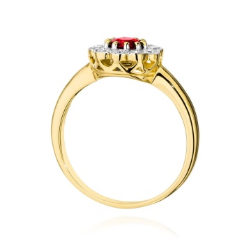 Inel Aur 9K cu Rubin 0.60 ct si Diamante Naturale 0.30 ct - Img 3