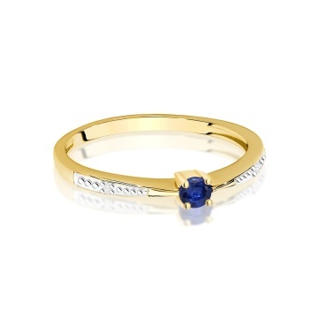Inel Aur 9K cu Safir 0.15 ct si Diamante Naturale 0.01 ct - Img 2