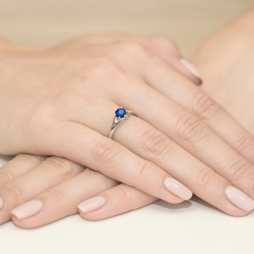 Inel Aur 9K cu Safir 0.50 ct si Diamante Naturale 0.03 ct - Img 8