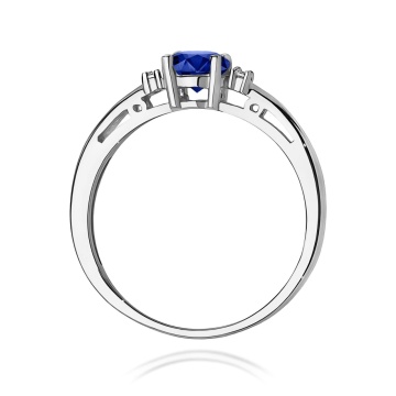Inel Aur 9K cu Safir 0.50 ct si Diamante Naturale 0.03 ct - Img 7