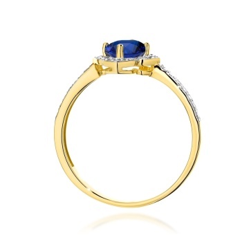 Inel Aur 9K cu Safir 0.50 ct si Diamante Naturale 0.13 ct - Img 3