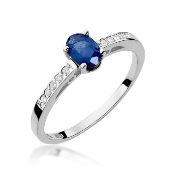 Inel Aur 9K cu Safir 0.70 ct si Diamante Naturale 0.05 ct - Img 4