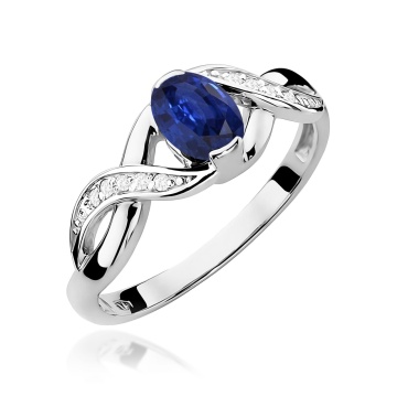 Inel Aur 9K cu Safir 0.70 ct si Diamante Naturale 0.05 ct - Img 5
