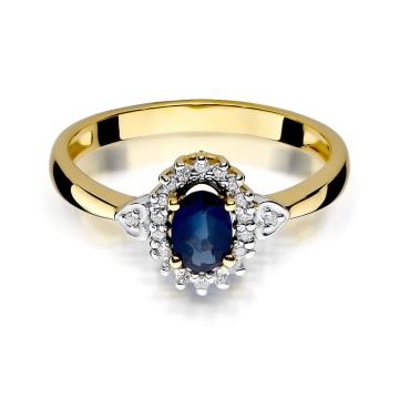 Inel Aur 9K cu Safir 0.70 ct si Diamante Naturale 0.10 ct - Img 2