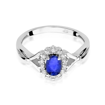 Inel Aur 9K cu Safir 0.70 ct si Diamante Naturale 0.12 ct - Img 6