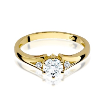 Inel Aur 9K cu Safir Alb 0.60 ct si Diamante Naturale 0.03 ct - Img 2