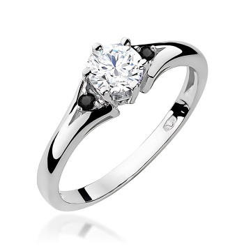 Inel Aur 9K cu Safir Alb 0.60 ct si Diamante Naturale Negre 0.03 ct - Img 4