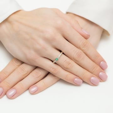 Inel Aur 9K cu Smarald 0.15 ct si Diamante Naturale 0.05 ct - Img 4