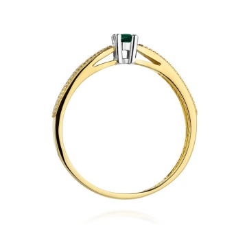 Inel Aur 9K cu Smarald 0.15 ct si Diamante Naturale 0.09 ct - Img 3