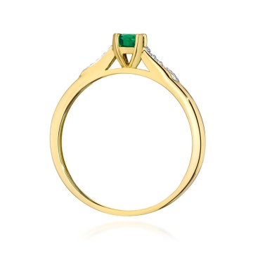 Inel Aur 9K cu Smarald 0.30 ct si Diamante Naturale 0.03 ct - Img 3