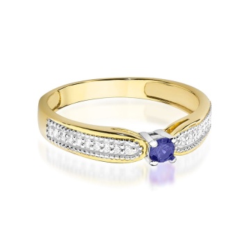 Inel Aur 9K cu Tanzanit 0.15 ct si Diamante Naturale 0.09 ct - Img 2