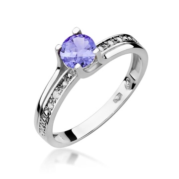 Inel Aur 9K cu Tanzanit 0.50 ct si Diamante Naturale 0.03 ct - Img 5