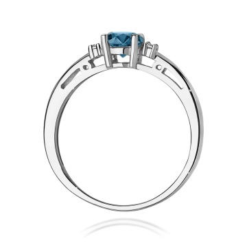 Inel Aur 9K cu Topaz London Blue 0.50 ct si Diamante Naturale 0.03 ct - Img 7