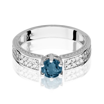 Inel Aur 9K cu Topaz London Blue 0.50 ct si Diamante Naturale 0.08 ct - Img 6