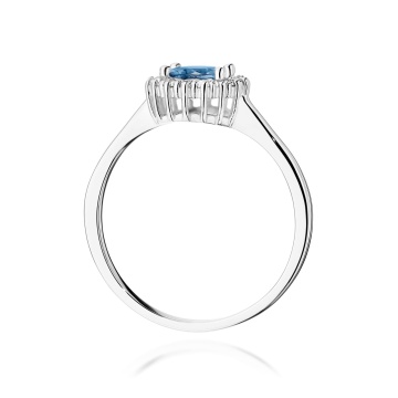 Inel Aur 9K cu Topaz London Blue 0.50 ct si Diamante Naturale 0.14 ct - Img 7