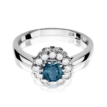 Inel Aur 9K cu Topaz London Blue 0.50 ct si Diamante Naturale 0.17 ct - Img 4