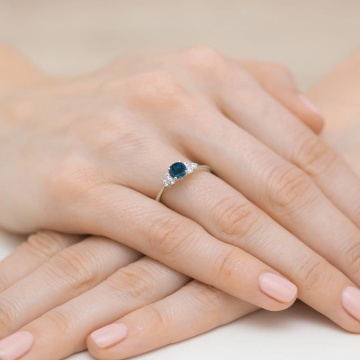Inel Aur 9K cu Topaz London Blue 0.50 ct si Diamante Naturale 0.18 ct - Img 8