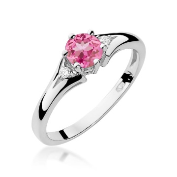 Inel Aur 9K cu Topaz Roz 0.60 ct si Diamante Naturale 0.03 ct - Img 5
