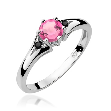 Inel Aur 9K cu Topaz Roz 0.60 ct si Diamante Naturale Negre 0.03 ct - Img 4