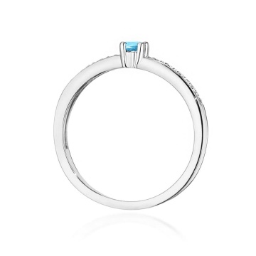 Inel Aur 9K cu Topaz Swiss 0.15 ct si Diamante Naturale 0.05 ct - Img 3