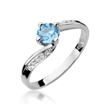Inel Aur 9K cu Topaz Swiss 0.50 ct si Diamante Naturale 0.05 ct - Img 5