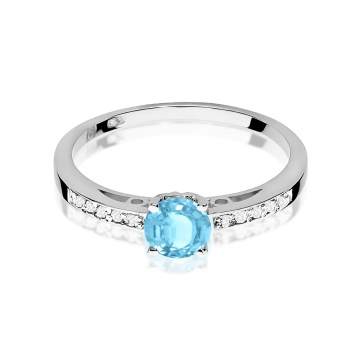 Inel Aur 9K cu Topaz Swiss 0.50 ct si Diamante Naturale 0.05 ct - Img 5