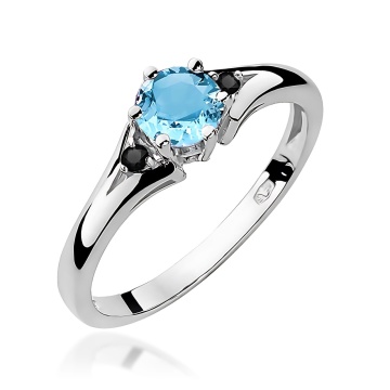 Inel Aur 9K cu Topaz Swiss 0.50 ct si Diamante Naturale Negre 0.03 ct - Img 4